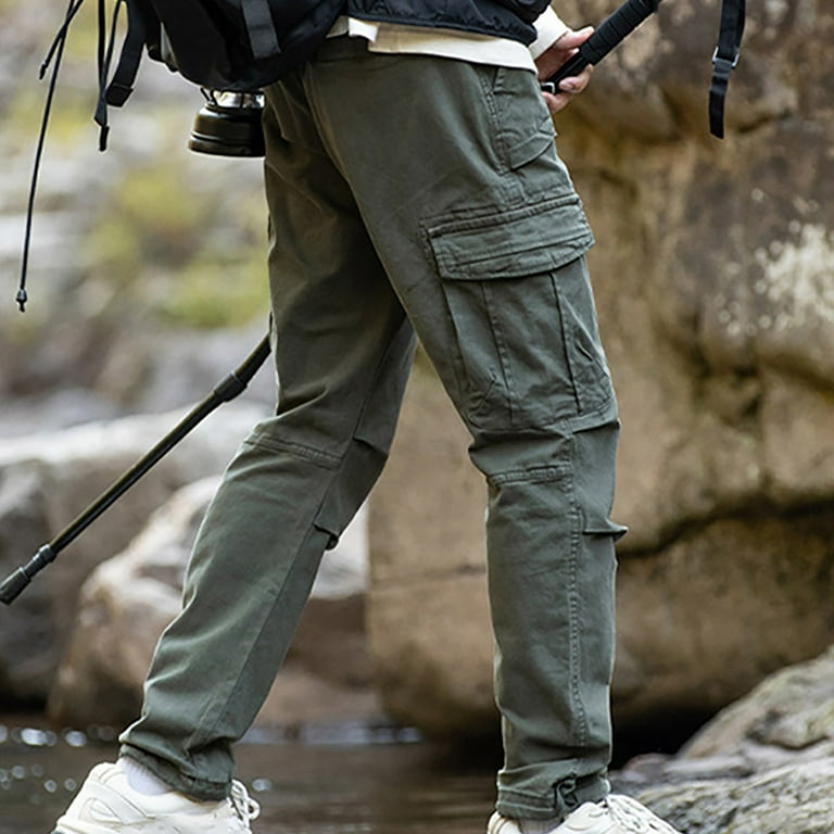 Stamzod Mens Cargo Pants Button Zipper Multi Pockets Combat Work