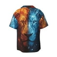 thumbnail image 5 of Salouo Red And Blue Fire Lion Pattern Cuban Collar Shirts for Men Button-Down Shirt Men's Short Sleeve Shirts Hawaiian Shirts Casual Shirts -XX-Large, 5 of 6
