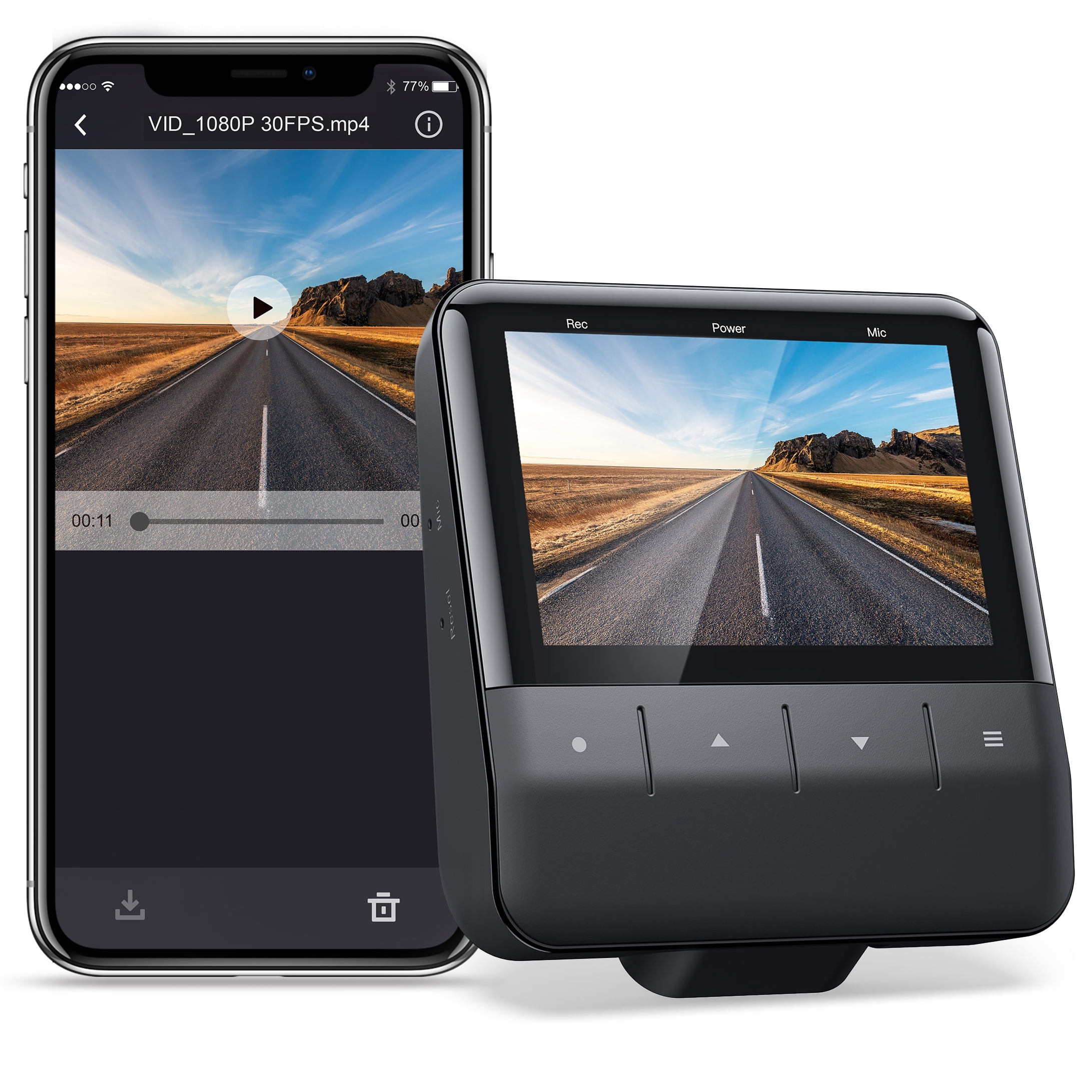 APEMAN Wifi Dash Cam with App, 2K Car Camera Sony Starvis Sensor, IPS Display, Night Parking Monitor, Support Black Walmart.com