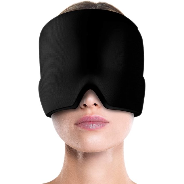 Muyoka Paquete de hielo para el dolor de cabeza, alivio de la migra帽a, sombrero de hielo, m谩scara para dormir, cubierta suave para los ojos, m谩scara opaca para dormir, diadema ajustable para dormir to
