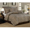 Legacy Decor 7 Pc Brown and Beige Leopard Print Faux Fur, King Size Comforter Bedding Set