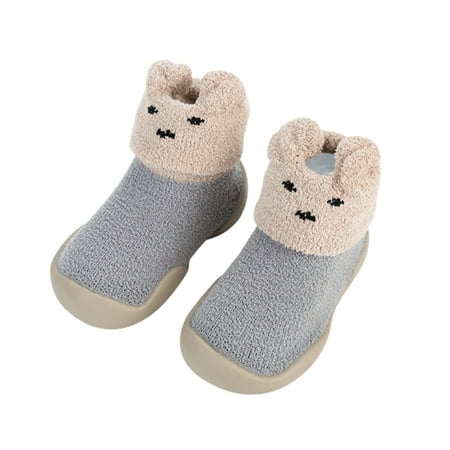 

BueatyH 1Pair Autumn Winter Infant Socks Rubber Non-slip Thickened Baby Floor Shoes