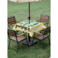 thumbnail image 4 of Outdoor Tablecloth with Umbrella Hole for Patio/Picnic/Party/Camping, Blue Fish Waterproof Table Cloth Square Cover Washable, Summer Lemon Mint Leaves Rural Yellow Plaid (60"x 60"), 4 of 8