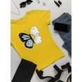 thumbnail image 3 of Half Butterfly Half Daisy T-Shirt Women -Image by Shutterstock, Female 3X-Large, 3 of 4