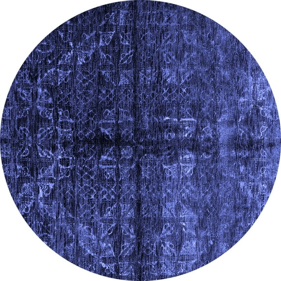 Ahgly Company Indoor Round Abstract Blue Modern Area Rugs, 3' Round