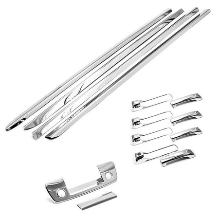- Sizver Chrome Combo Set Stainless Steel Window Sills+ABS Plastic Chrome Door Handles+Tailgate Covers WITH backup camera cutout For 2009-2017 Dodge Ram 4DR CREW/MEGA CAB