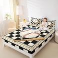 thumbnail image 4 of Erosebridal Checkered Bow Baseball Full Size Sheets, Cute Sport Bed Sheets for Girls and Boys, 4pcs, 1 Flat Sheet, 1 Fitted Sheet and 2 Pillowcases, 4 of 6