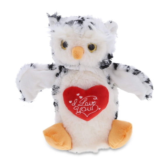 DolliBu I Love You Shirt White Owl Plush Hand Puppet - 10 inches