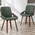 thumbnail image 6 of FOWEOAIU Modern Dining Chairs,Leather Upholstered Walnut Wood Kitchen Dining , Green (Set of 2) ﻿, 6 of 13