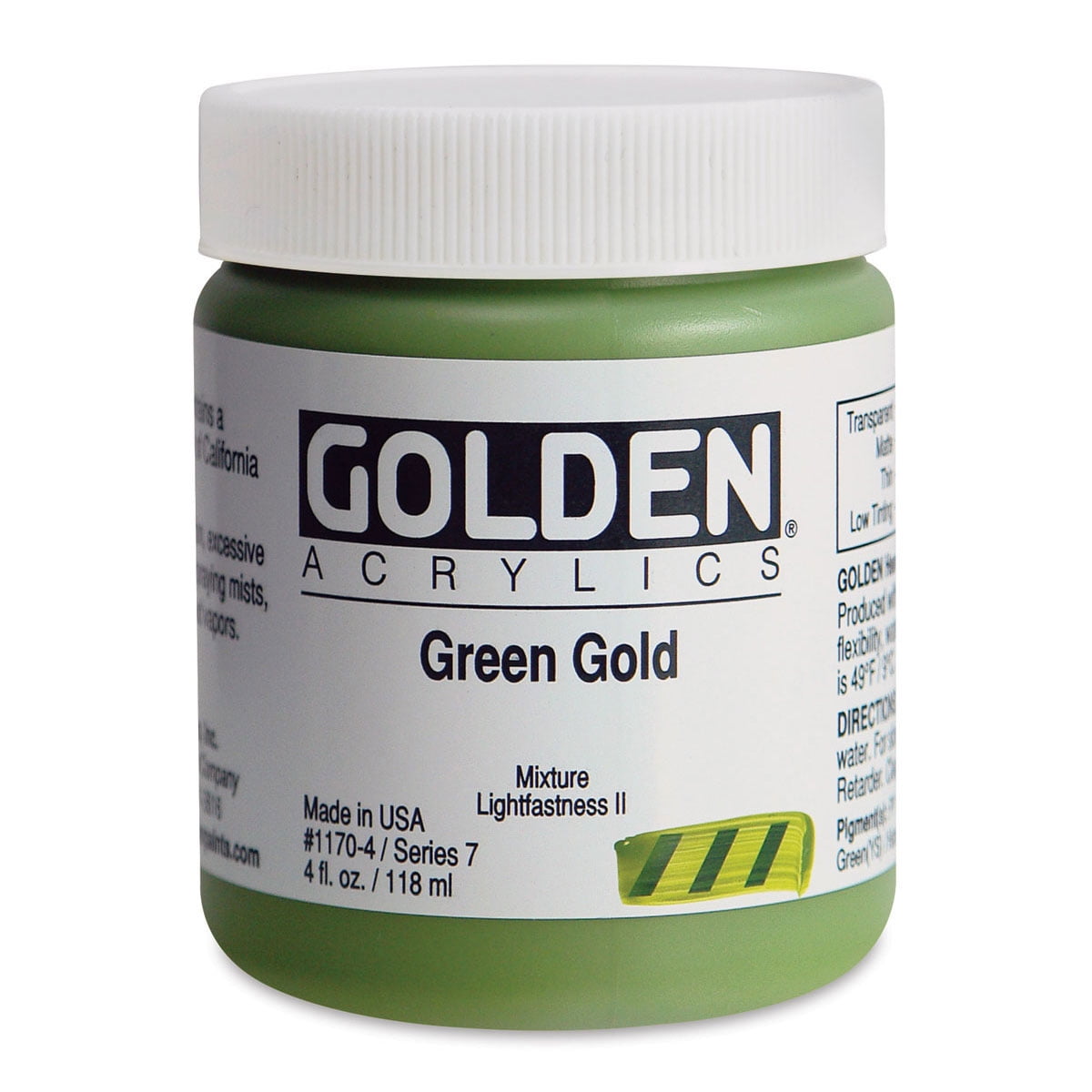 Golden Heavy Body Artist Acrylics - Green Gold, 4 oz Jar