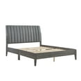 thumbnail image 6 of Modern Queen Platform Bed Frame | Velvet Upholstered Channel Tufted Headboard | Solid Wood Legs | Gray | Bed in a Box | No Box Spring Needed | Bedroom Furniture 63"x91"x48"H, 6 of 6