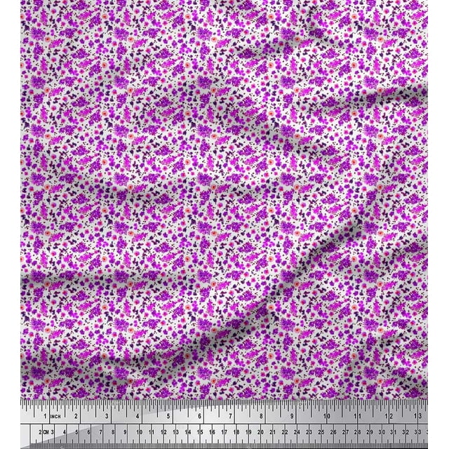 Soimoi Poly Georgette Fabric Flower Watercolor Printed Fabric 1 Yard 42 Inch Wide