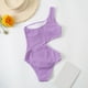 thumbnail image 4 of WILLBEST Trajes de Baño Mujer Natacion Mujer Color Sólido Volante Sexy Un Hombro Cintura Recorte Bikini Traje de Baño, 4 of 8