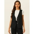 thumbnail image 4 of DARING DIVA Women's Button Down Vest Linen V Neck Summer Waistcoat S Black, 4 of 6