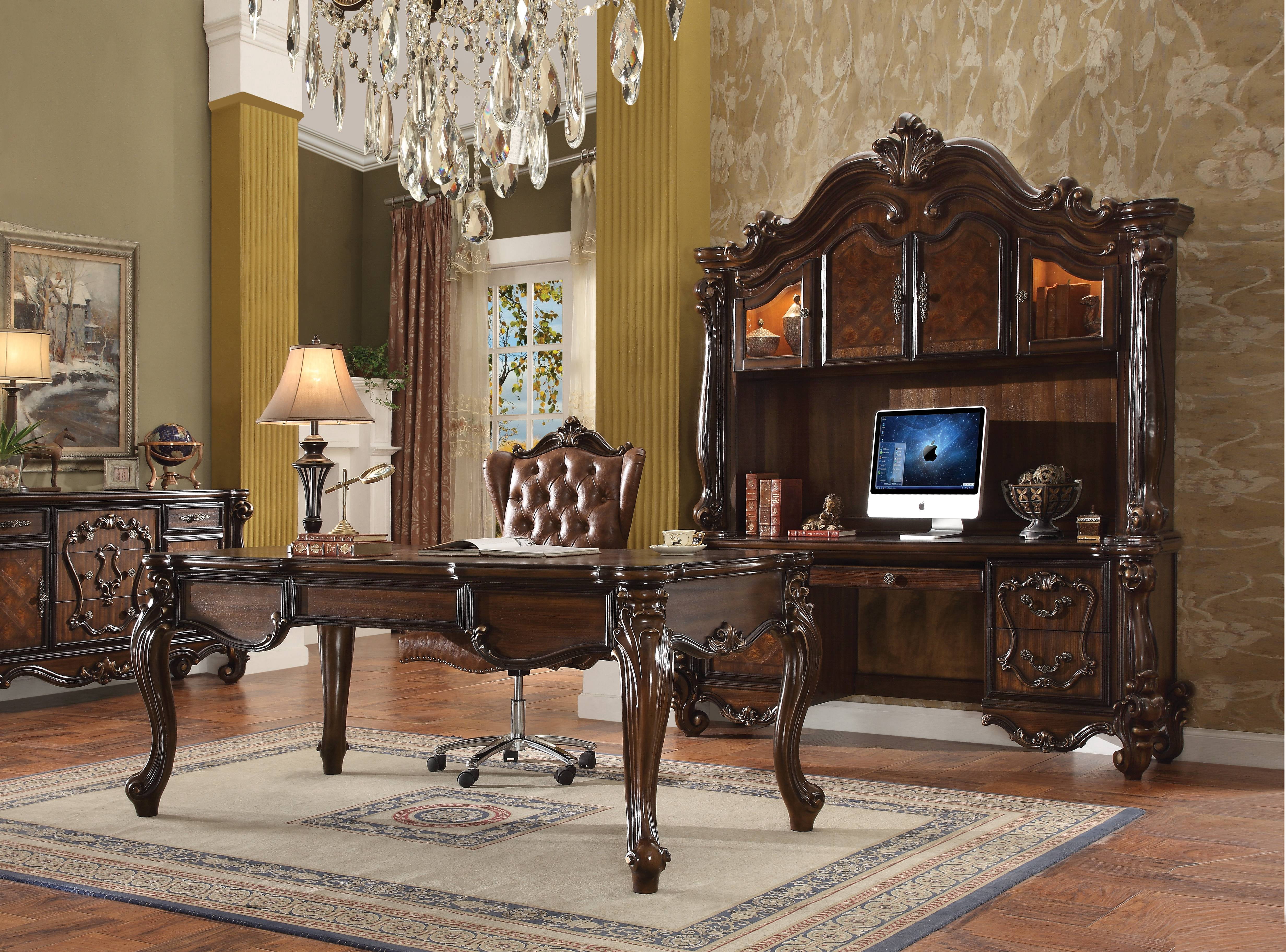 ACME Versailles Executive Computer Desk w/Hutch, Cherry Oak