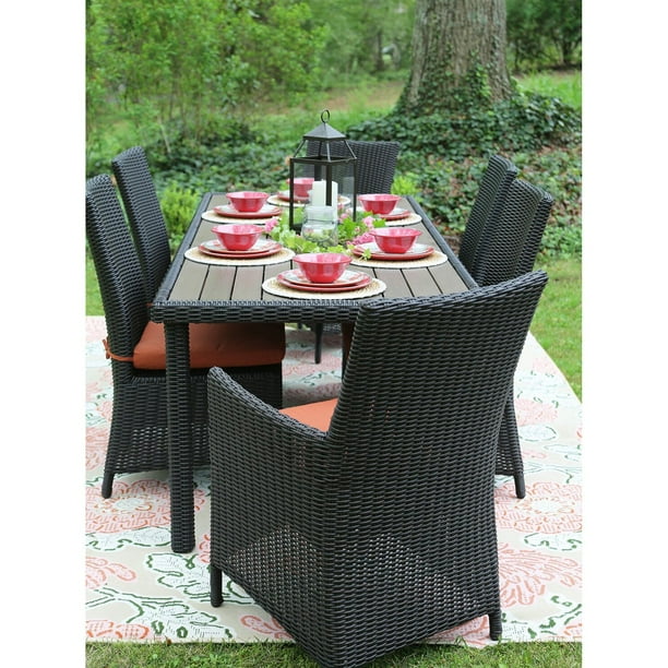 Ae Outdoor Denali 7 Piece All Weather Wicker Rectangular Patio Dining Set Com - Sunbury 4 Seater Dining Metal Garden Furniture Set Ae Outdoor Denali 7 Piece All Weather Wicker Rectangular Patio Dining Set Com - Sunbury 4 Seater Dining Metal Garden Furniture Set