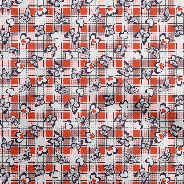 oneOone Cotton Poplin Orange Fabric Checks Heart & Craft Projects Decor Fabric Printed By The Yard 56 Inch Wide
