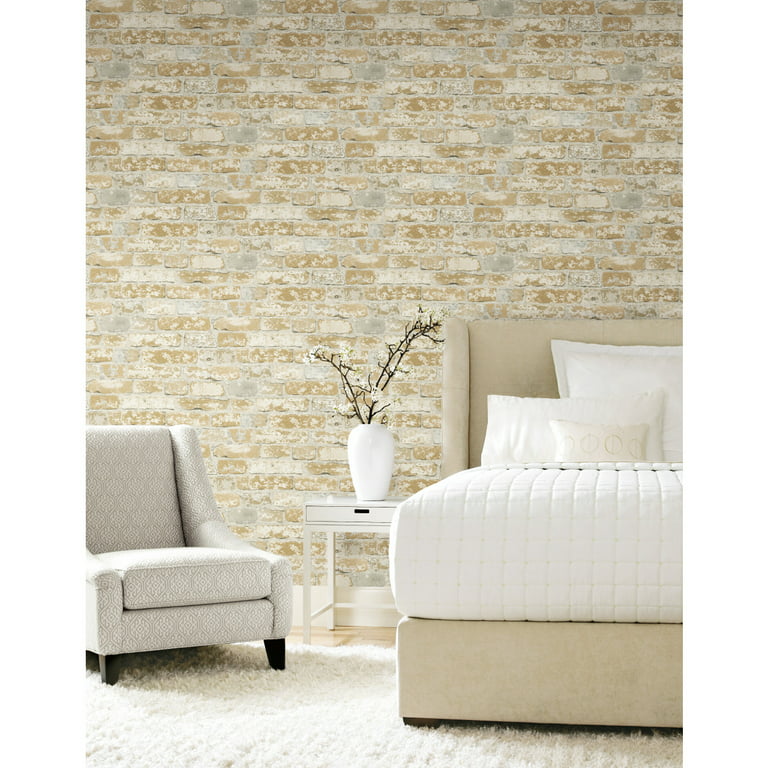 LotFancy Peel and Stick Wallpaper, 23.6 x 118 in, Retro Gold with