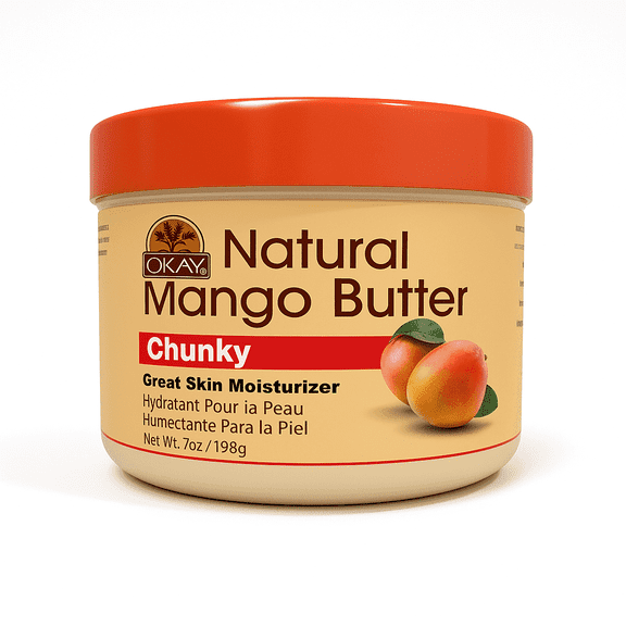 OKAY Pure Naturals Mango Butter 100% Pure Chunks 8 oz – Moisturizing Skin & Hair Butter, Deep Hydration for Dry Skin, Improves Elasticity, Softens & Nourishes, Non-Greasy, All Skin Types