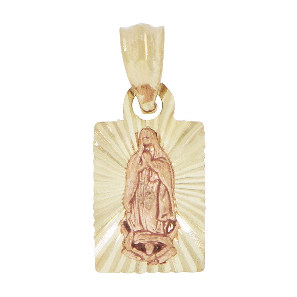 Religious Real 14k Yellow Rose Gold Virgin Mary Charm Pendant 18" Valentin Chain