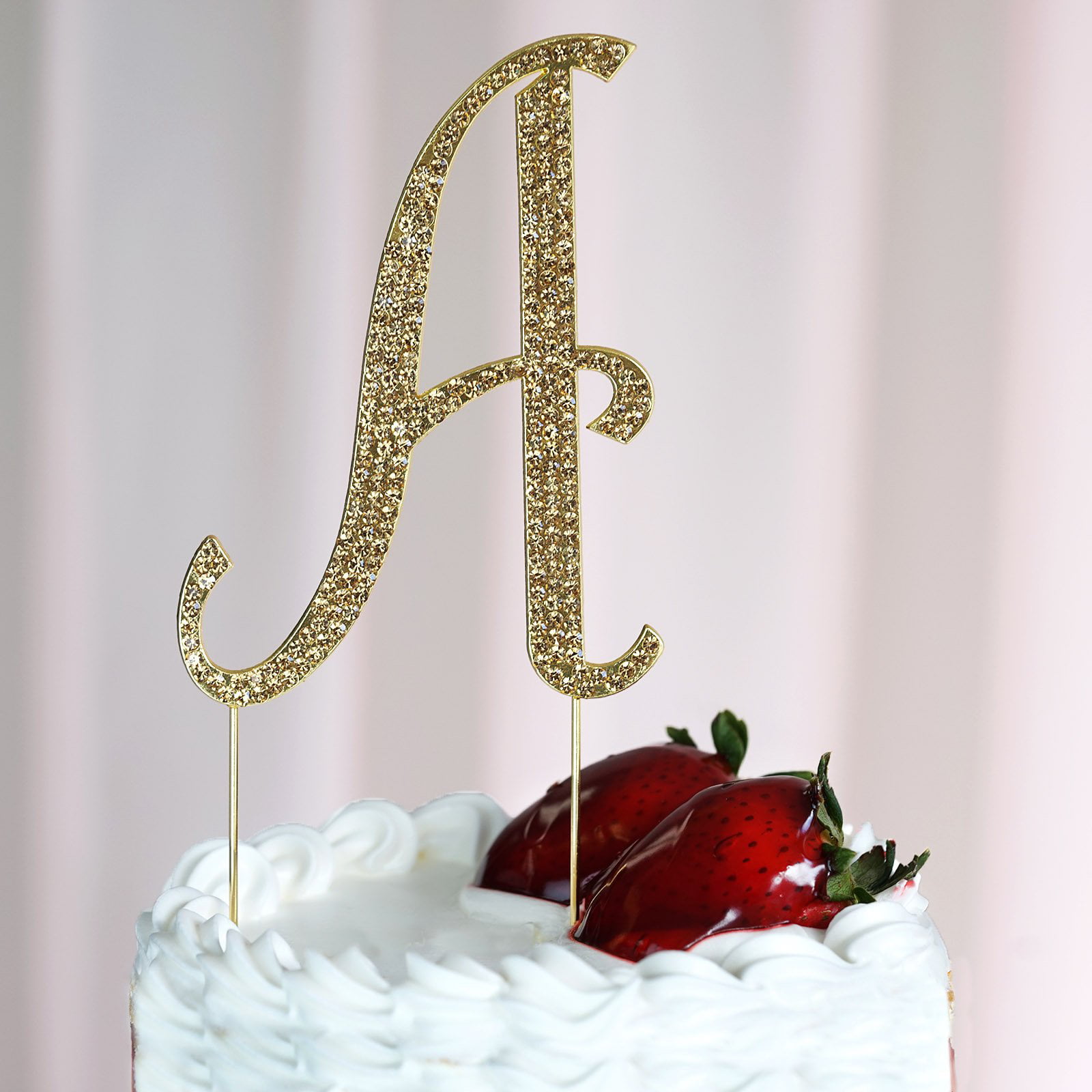 GOLD Plated Rhinestone  Monogram Letter “H”  Wedding Cake Topper  5" inch high 
