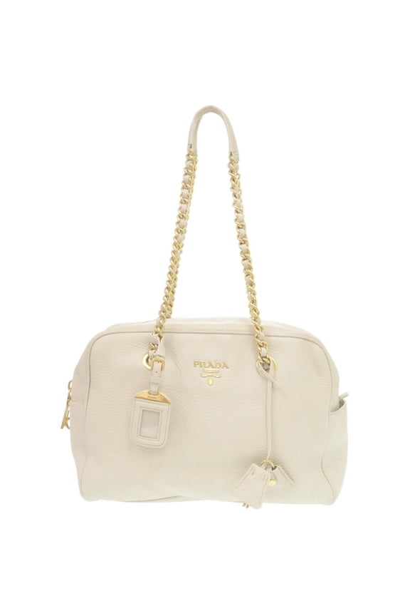 Pre-Owned Prada Chain Shoulder Bag in Beige Leather 0284 PRADA (Good)