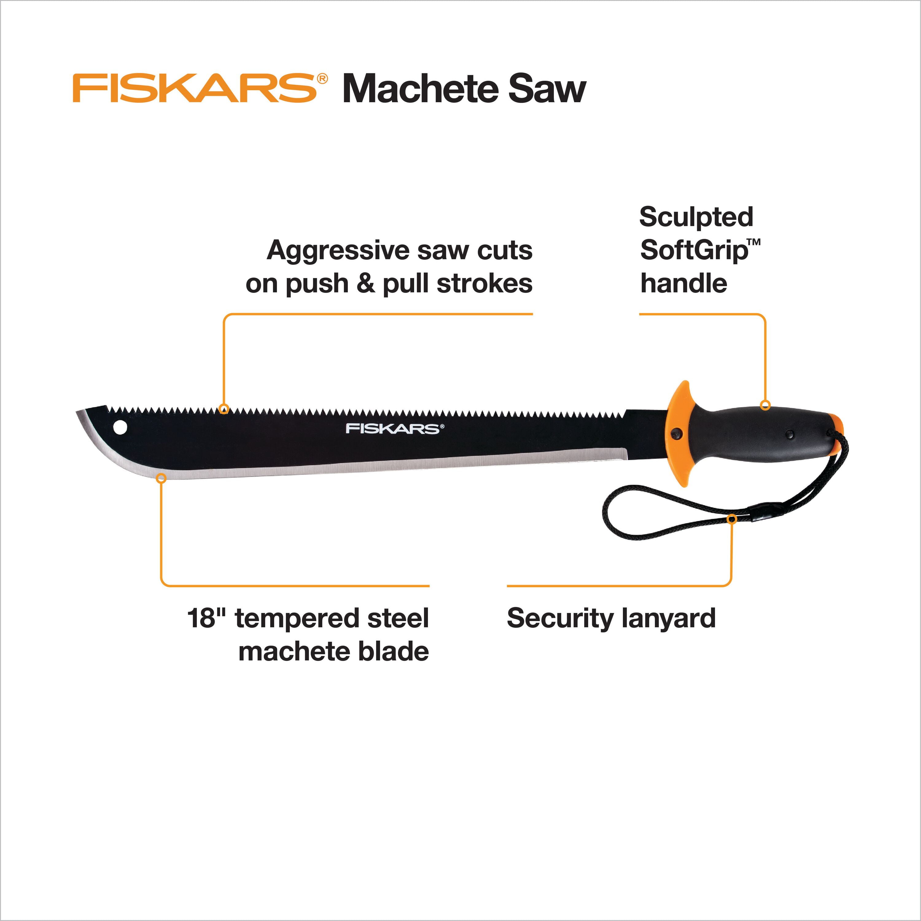 Fiskars 18 inch Tempered Steel Machete Saw, Black