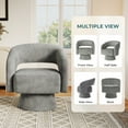 thumbnail image 4 of Ebello 360° Swivel Barrel Chair, Velvet Accent Armchair for Living Room, Bedroom & Office, Gray, 4 of 10