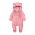 thumbnail image 2 of Agkizg Boys Girls Winter Fleece Romper Snowsuit,Plushs Long Sleeve Hooded Jumpsuit,Soft Warm Thickened Loungewear Kids Fleece Bodysuit,0-3 Months, 2 of 4