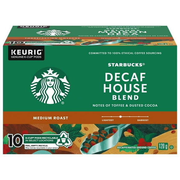 STARBUCKS® Decaf House Blend Medium Roast Ground Coffee K-Cup® Pods 10 ct Box, 10 EA