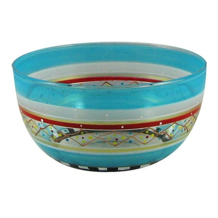 Set of 2 Mosaic Carnival Confetti Hand Painted Glass Serving Bowls 6