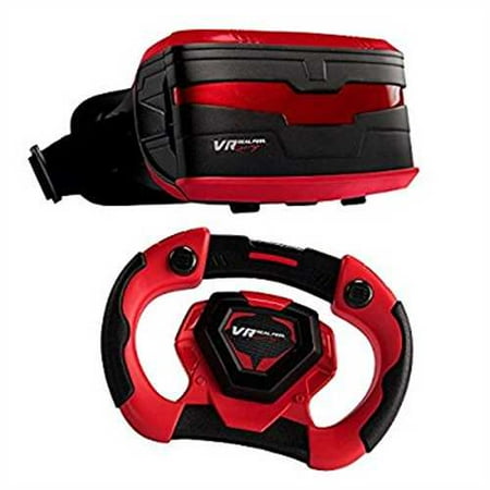 Refurbished VR Real Feel Virtual Reality Car Racing Gaming System with Bluetooth Steering Wheel and Headset Goggles Viewer Glasses for iOS i