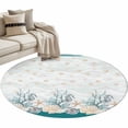 thumbnail image 2 of Seahorse Coral Shell Round Living Room Rugs 3.3 ft, Starfish Ocean Wave Washable Area Rug with Non-Slip Sturdy Edge Binding Round Front Door Mat Floor Carpet for Entryway, 2 of 9