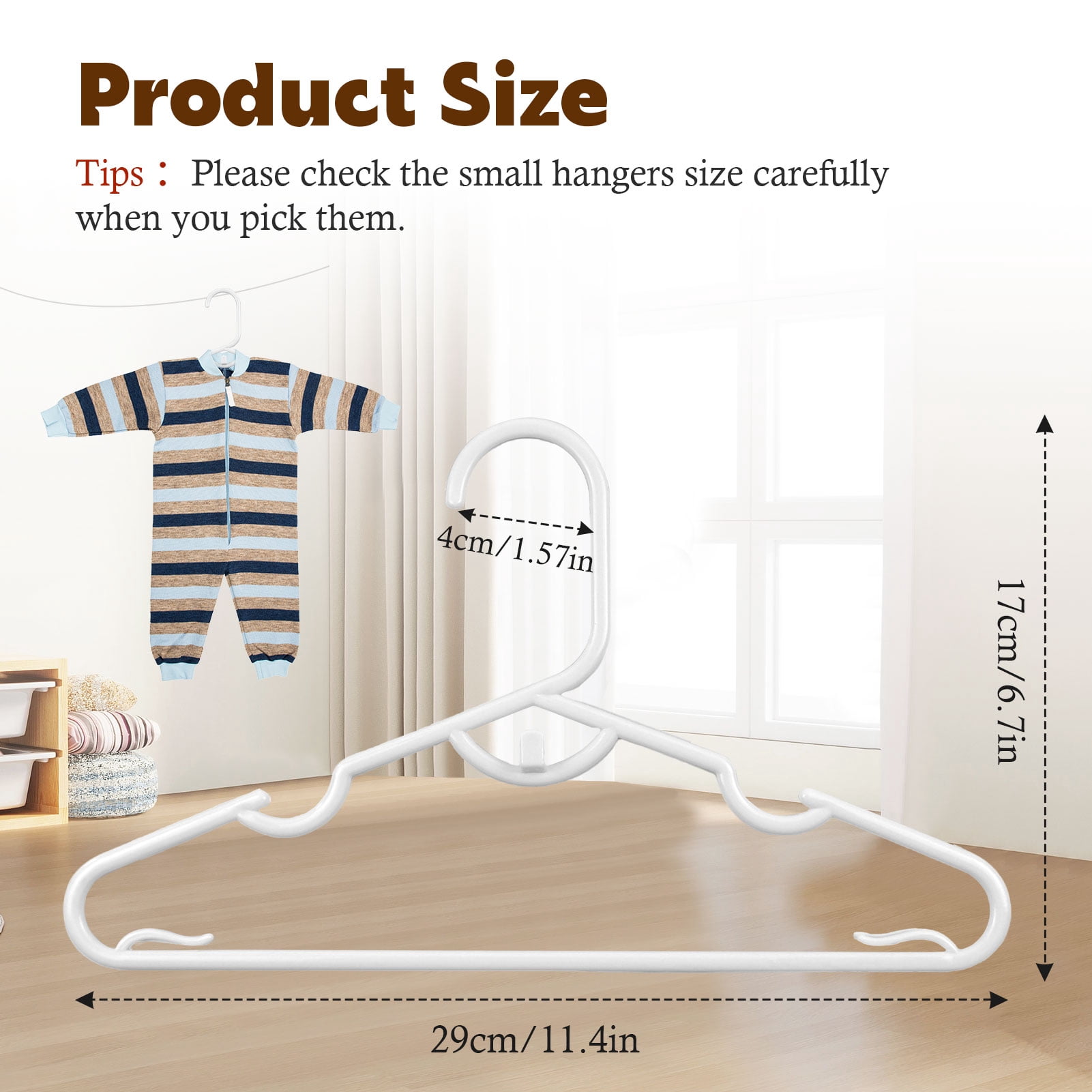 Allhall 100 Pcs Baby Hangers, Kids Hangers for Clothes Closet, Spacing Saving Plastic Toddler Hanger for Children Infant Nursery Child Hanger, Ideal for Boys and Girls Closets, Pants, Coats
