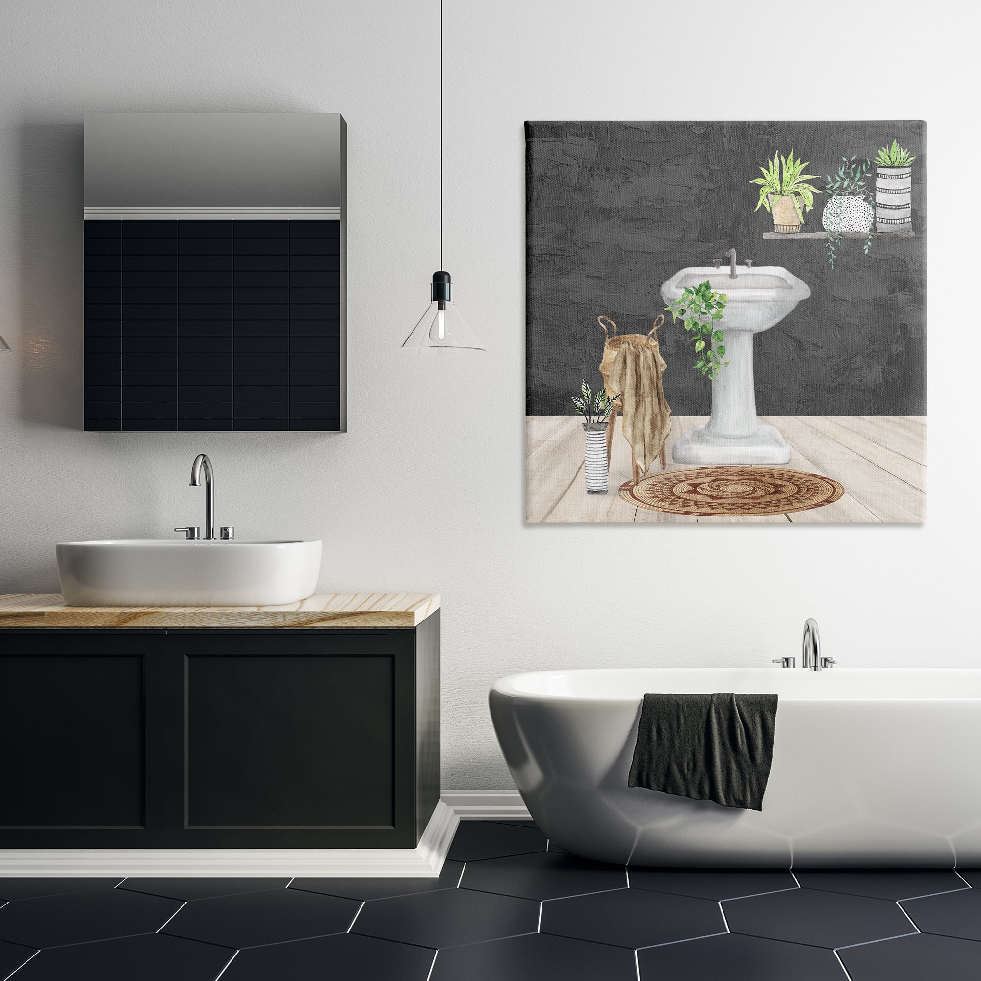 Stupell Industries Relaxing Bathroom View Bath & Laundry Painting Wrapped Canvas Art Print Wall Art, 36 x 36