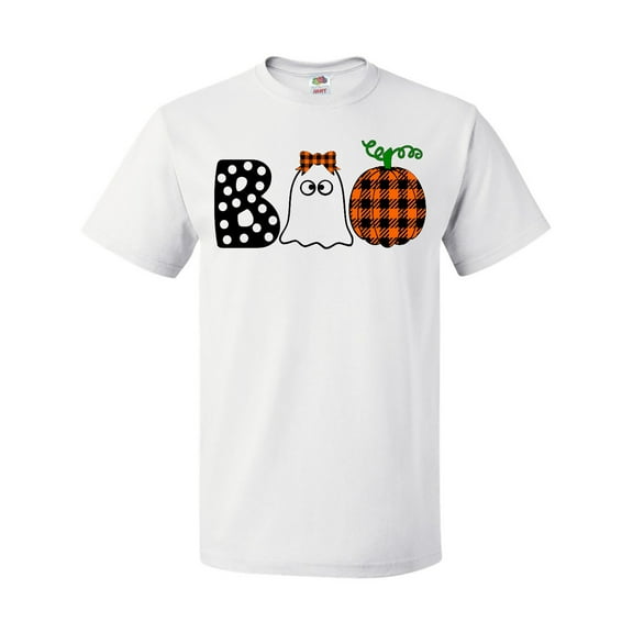 Inktastic Boo Halloween Ghost and Plaid Pumpkin T-Shirt