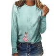 thumbnail image 1 of Pompotops Hauts Amples à Col Rond pour Femmes T-Shirts Imprimés Décontractés Blouse à Manches Longues en Solde, 1 of 5