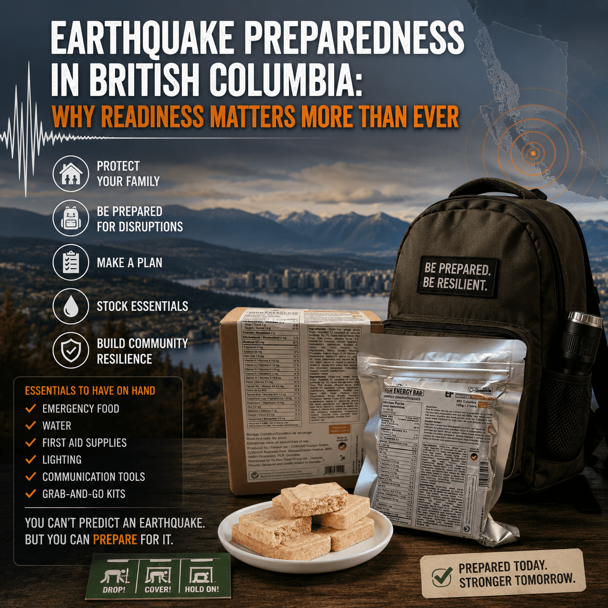 PEAK4RATION Emergency Ration Bars 4518kcal 1.08kg/9bags Neutral Sweet | Long Shelf-Life Survival High Energy Biscuits with Hot Porridge Option | MRE Emergency Preparedness Food Bar - Made in Germany