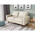 thumbnail image 2 of Koby Home's Collection Luca Modern Loveseat, Upholstered in Faux Leather with Track Arms, Cushion Back, and Wooden Legs, 2-Seater for Small Space, Soft White Color, 2 of 4