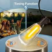 Outdoor String Led Patio Lights, 100Ft Waterproof Light 28 Bulbs+2 Spares with Remote Dimmable ST38 Shatterproof Bulb, for Backyard Yard Porch Party