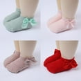thumbnail image 5 of Baozhu 1 Pair 0 to 5Y Spring Summer Baby Socks Solid Color Fashion Bow Infant Baby Floor Sock Soft Cotton Anti-slip Boat Socks For Girl, 5 of 5