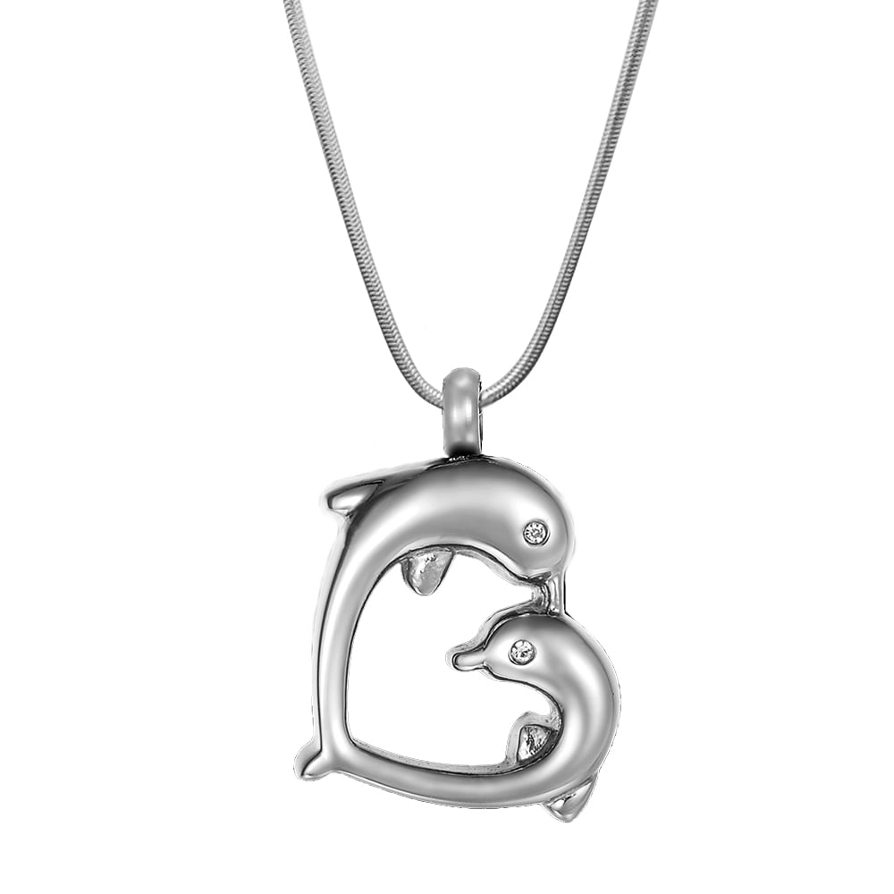 Animal Dolphin Cremation Jewelry Memory Keepsake Urn Ash Holder Necklace Pedant 