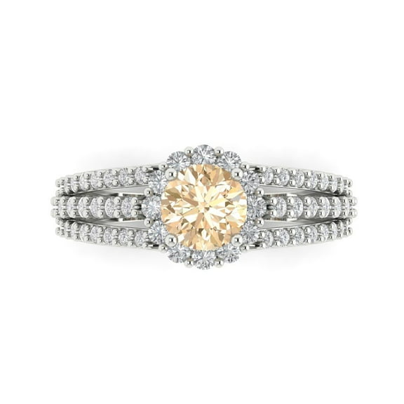 Clara Pucci 14K White Gold 1.83ct Morganite Halo Ring for Women