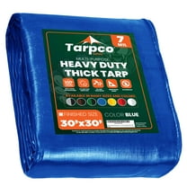 Tarpco Safety 7 Mil Heavy Duty Tarp Camping Tarpaulin Waterproof Cover, Blue 30 x 30Ft