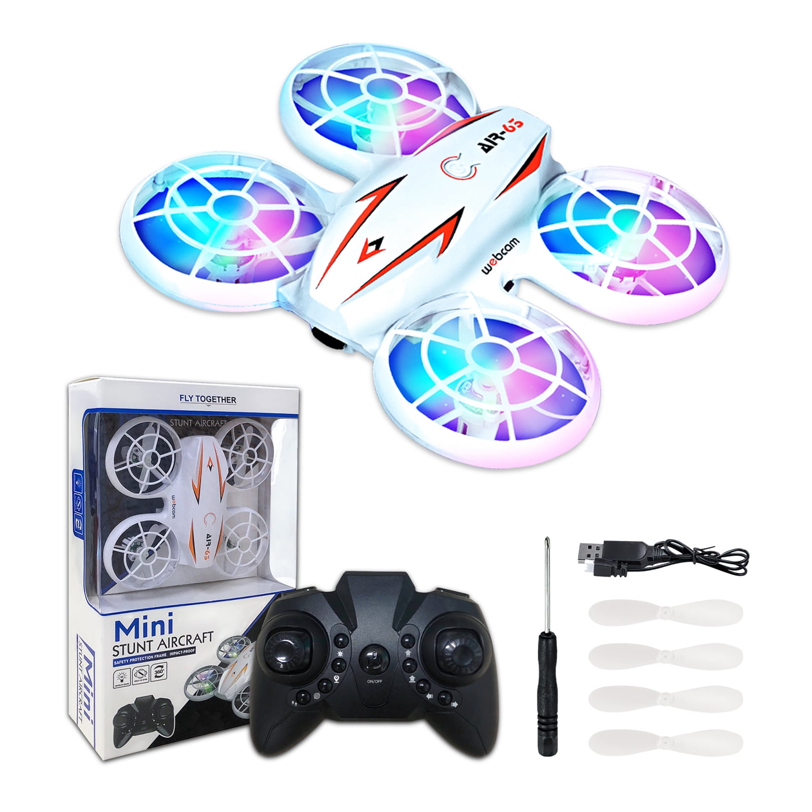 FEBFOXS Drones for Kids, Mini Drone with Remote Control, Toy Quadcopter Drone Three Speeds, Lights, 360 Flip, Headless Mode and Automatic Obstacle Avoidance Mode, White - Walmart.com