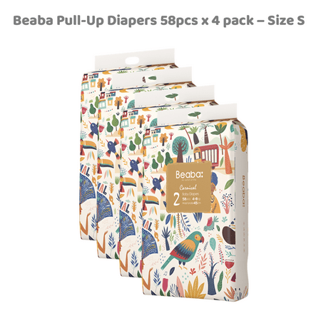 Beaba Baby Diapers Size 2 (9-18 lbs), 58 Ct, Jungle Fantasy Diapers, Ultra-Thin & Breathable
