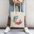 thumbnail image 2 of Vibrant Abstract Tote Bag - Swirling Blue Orange Red & Purple Design Perfect for Shopping Travel & Parties Reusable Canvas, 2 of 4