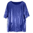 thumbnail image 4 of Lixiuxyad Women'S T-Shirts Women's Loose Large Size Round Neck Solid Color Bright Short Sleeve T Shirt,Blue XXL, 4 of 4