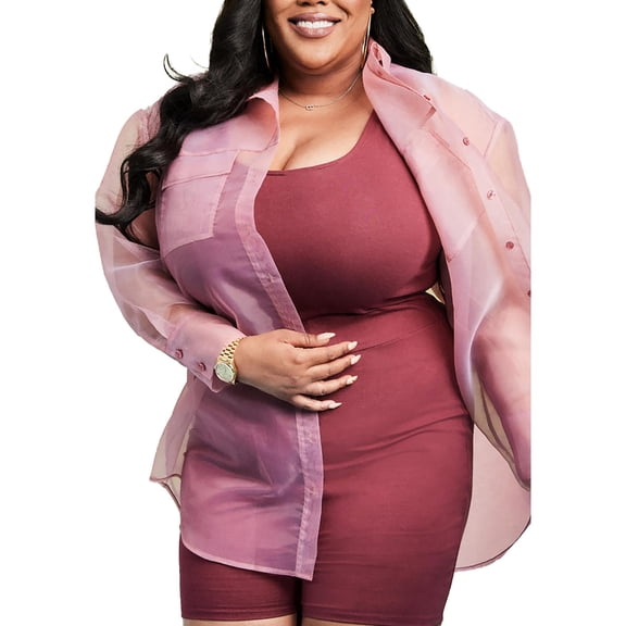 Nina Parker Trendy Plus Size Short Unitard Dark Fox Glove 2X