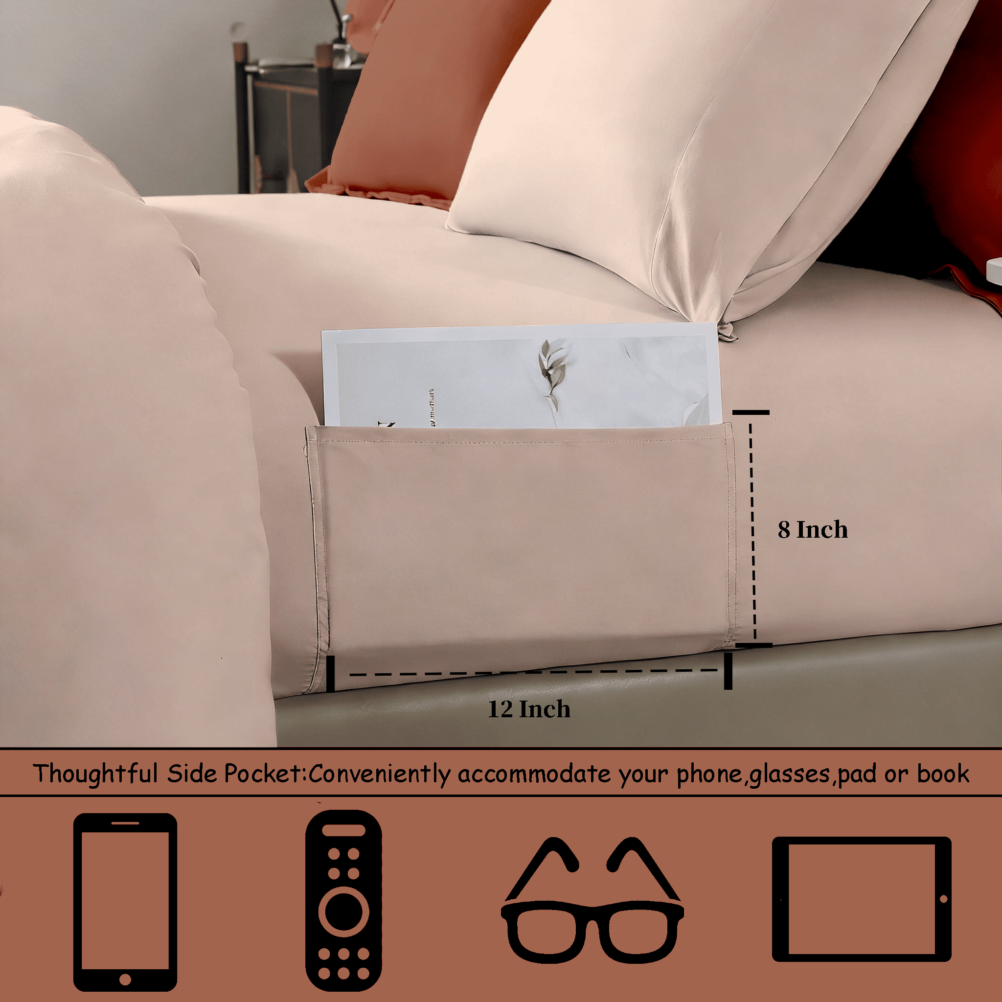 Bedtreat Full Comforter Sets，7-Pieces Reversible Bedding Sets，Bed in a Bag with Comforter， Flat Sheet and Fitted Sheet, Pillowcases & Shams，Mocha/Sand Dollar